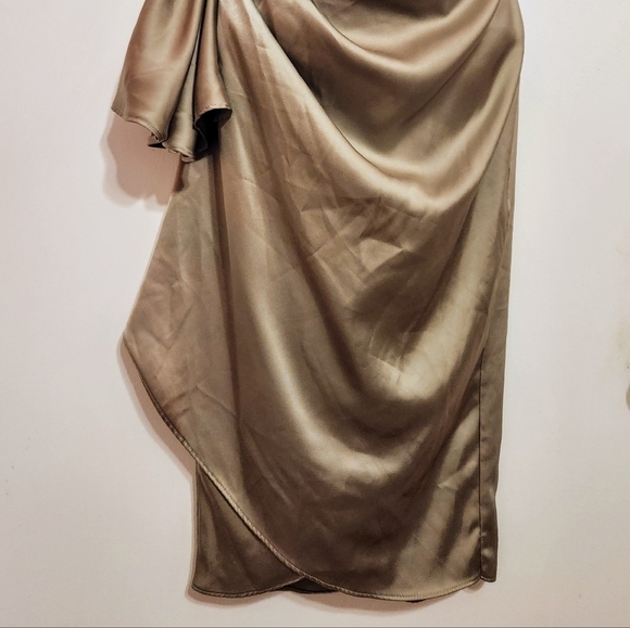 Dolce Viva Green Satin Wrap Dress Sleeveless Medium - Picture 4 of 11